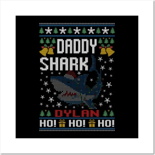 Best Dylan Name Personalized Daddy Shark Ugly Christmas Sweater Posters and Art